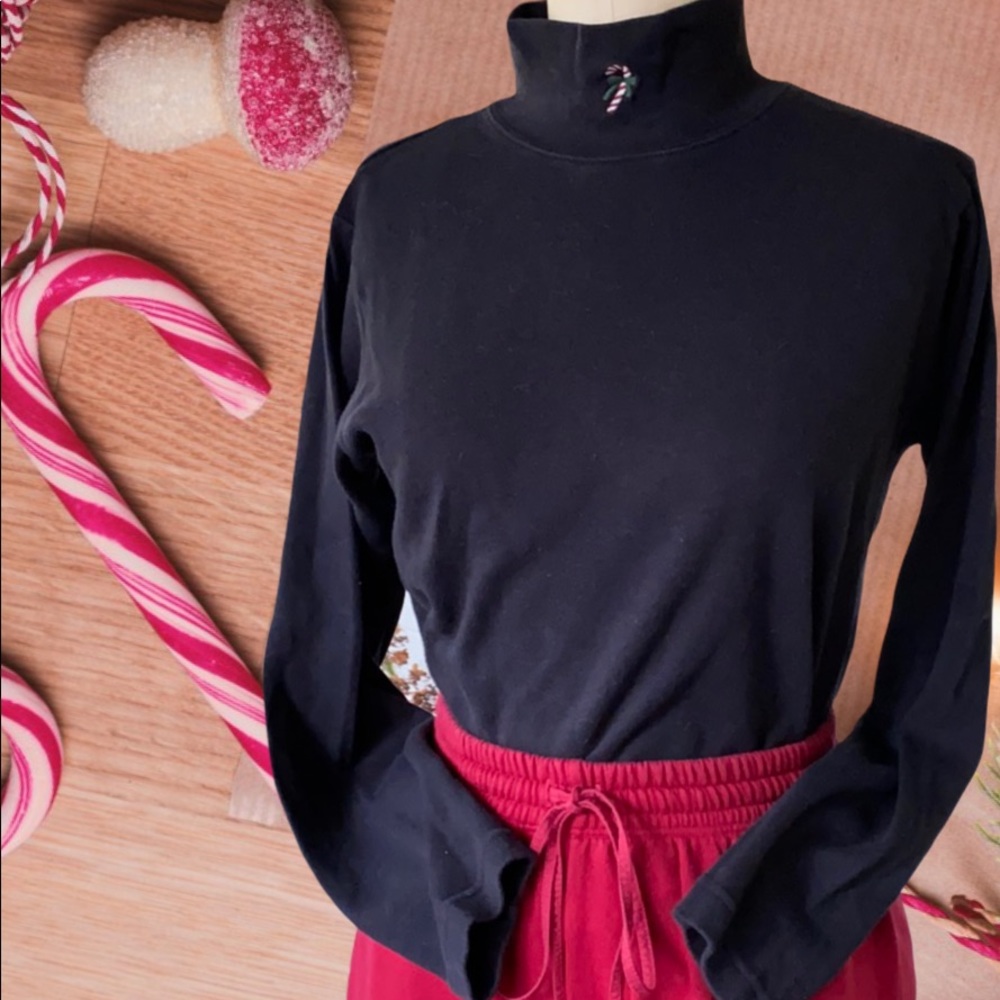 Telluride Clothing Co Black Mock-neck, Candycane